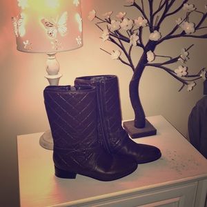 Talbots Quilted Brown Leather Boots